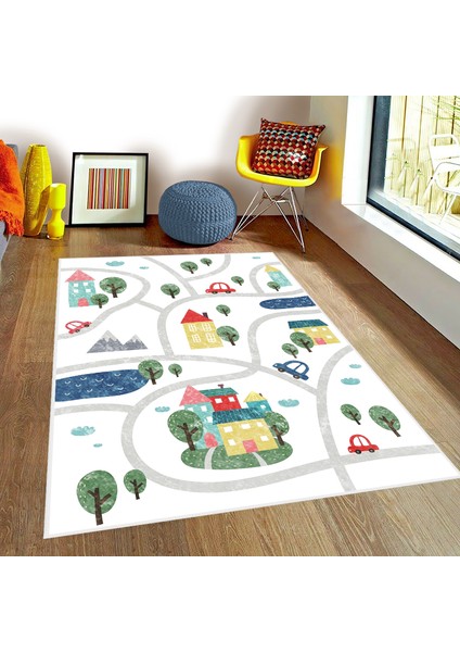 Bebişim Yol Desenli Bİ137 Çocuk Odası Oyun Halısı