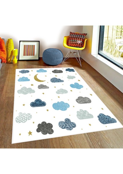 Bebişim Bulut Desenli Bİ138 Çocuk Odası Halısı