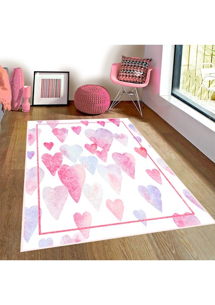 Bebişim Kalp Desenli Bİ147 Çocuk Odası Halısı