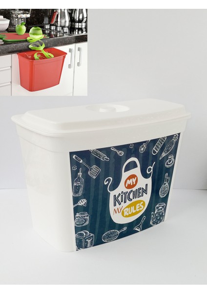 Quick Askılı Kapaklı Çöp Kutusu Mavi-Beyaz 4 Lt