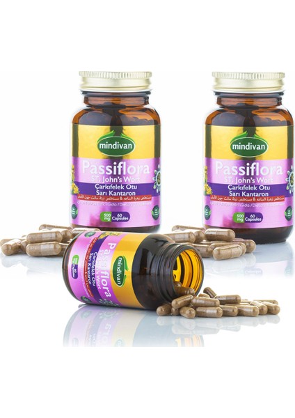 Çarkıfelek Otu - Kantaron Ekstreli Passiflora Kapsül x 3 Adet