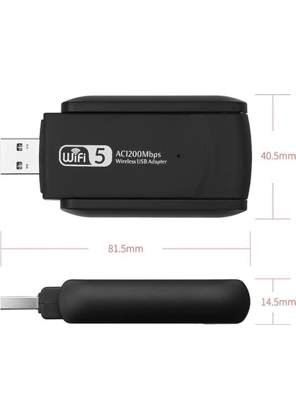 1200Mbps Çift Anten Dual Wifi 5.0 5G Adaptör USB Alıcı Mini Dongle