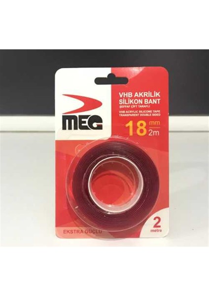 Çift Taraflı Akrilik Silikon Bant 18MMX2M