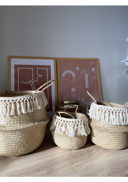 Makromeli x Large Boy Katlanabilir Hasır Sepet / Saksılık 40X36CM modelleri