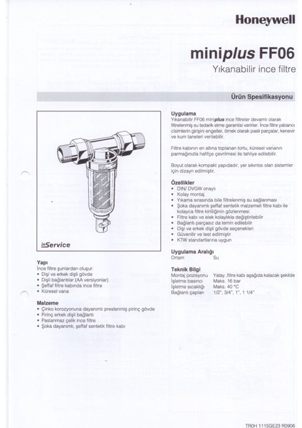 FF06-3/4 Aam Komple Pirinç Sıcak Su Filtresi - 3/4''