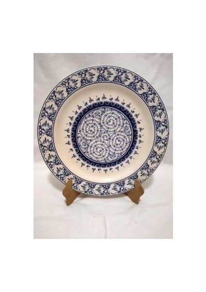 -Çini El Emeği 25 cm Haliç Desenli Teşhip Sanatı Özel Tasarım Duvar Tabağı