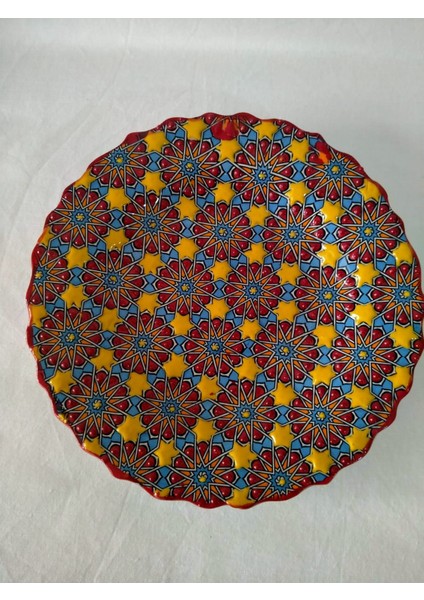 El Emeği Desenli 18 cm Özel El İşi Teship Sanatı Duvar Tabağı