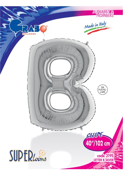 B Harf Grabo Gümüş Folyo Balon 102 cm fırsatları