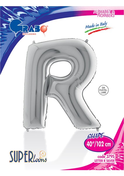 R Harf Grabo Gümüş Folyo Balon 102 cm fiyatları