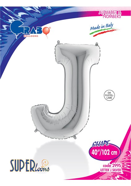 J Harf Grabo Gümüş Folyo Balon 102 cm fiyatları