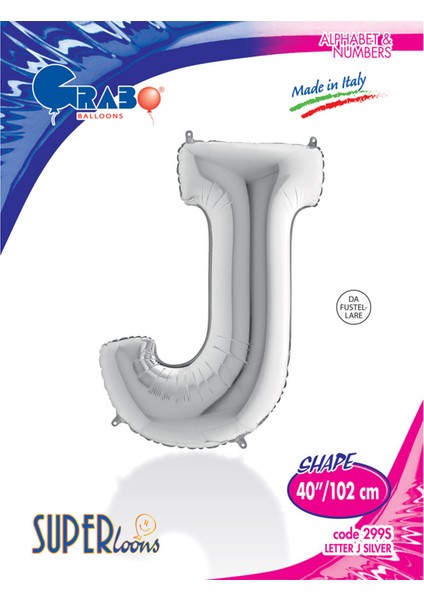 J Harf Grabo Gümüş Folyo Balon 102 cm fırsatları