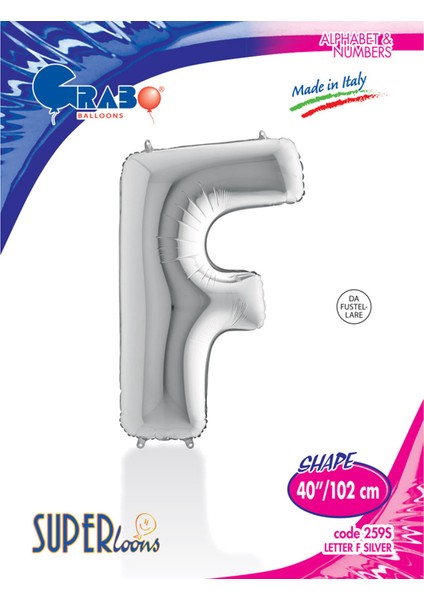 F Harf Grabo Gümüş Folyo Balon 102 cm fırsatları