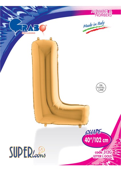 L Harf Grabo Altın Folyo Balon 102 cm