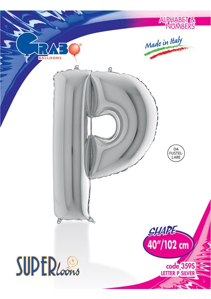 P Harf Grabo Gümüş Folyo Balon 102 cm
