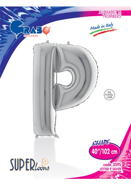 P Harf Grabo Gümüş Folyo Balon 102 cm