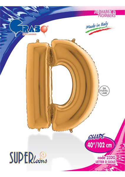 D Harf Grabo Altın Folyo Balon 102 cm fiyatları