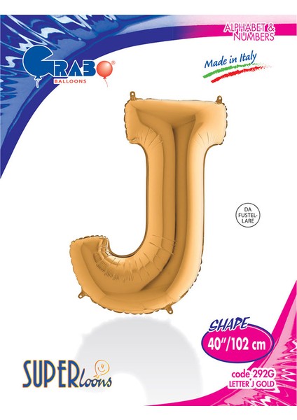 J Harf Grabo Altın Folyo Balon 102 cm