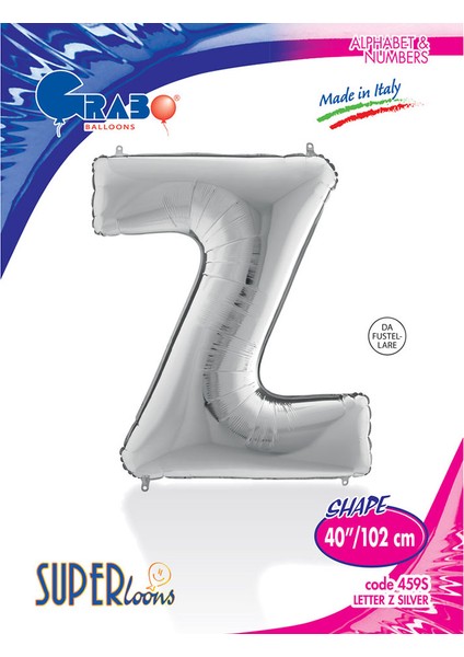 Z Harf Grabo Gümüş Folyo Balon 102 cm fiyatları