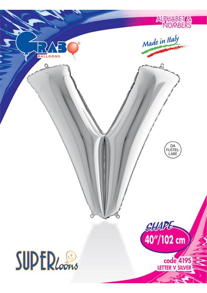 V Harf Grabo Gümüş Folyo Balon 102 cm fiyatları