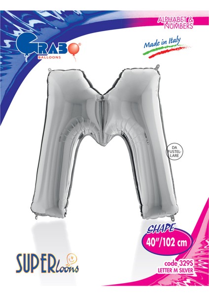 M Harf Grabo Gümüş Folyo Balon 102 cm fırsatları