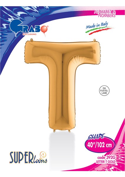 T Harf Grabo Altın Folyo Balon 102 cm fiyatları