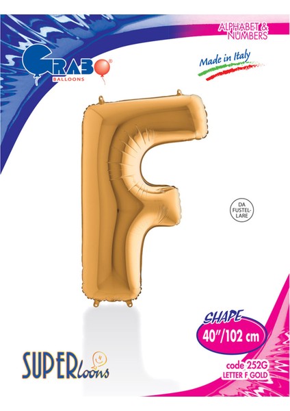 F Harf Grabo Altın Folyo Balon 102 cm fırsatları