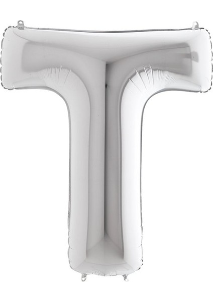 T Harf Grabo Gümüş Folyo Balon 102 cm