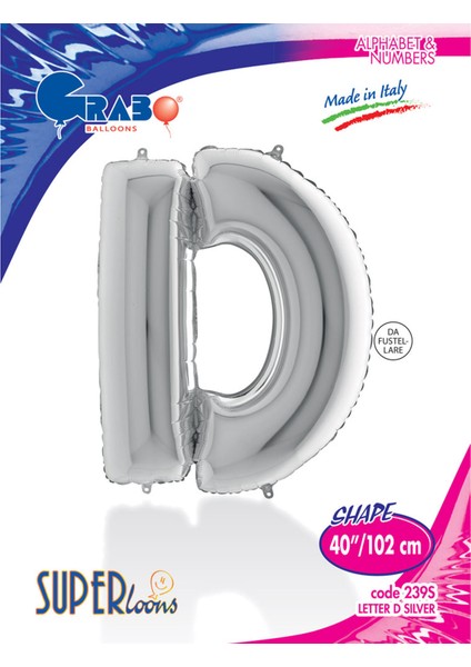 D Harf Grabo Gümüş Folyo Balon 102 cm fırsatları