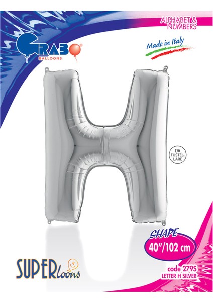 H Harf Grabo Gümüş Folyo Balon 102 cm fırsatları