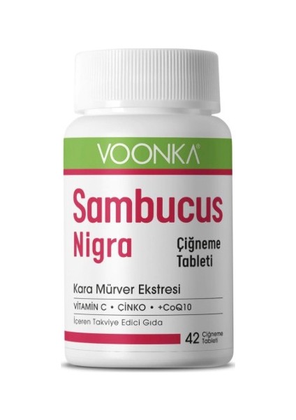 Sambucus Nigra, Meyve ve Çiçek Ekstreleri 42 Çiğneme Tableti