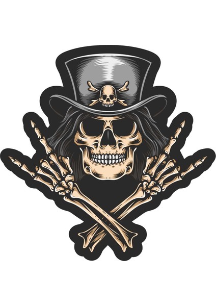 Kurukafa Rock & Roll Müzik Sticker - 13118