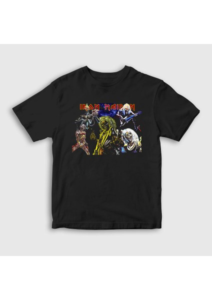 Unisex Çocuk Siyah Band Iron Maiden T-Shirt