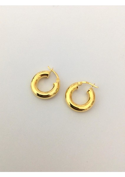 Gümüş Altın Kaplama Halka Küpe