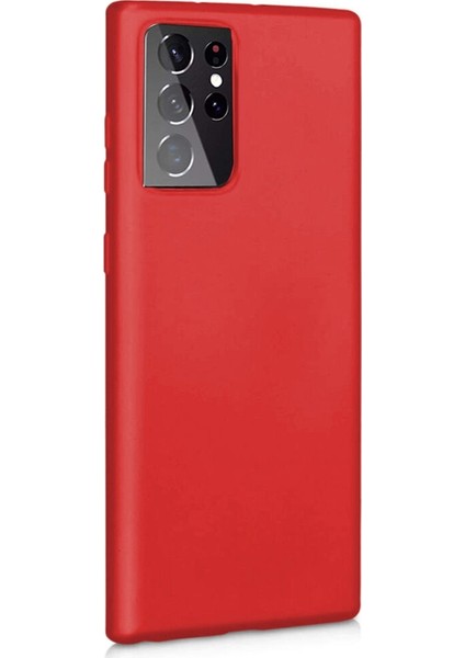 Casestreet Samsung Galaxy S21 Ultra 5g Kılıf Premier Silikon+Full Ekran Koruyucu Kırmızı