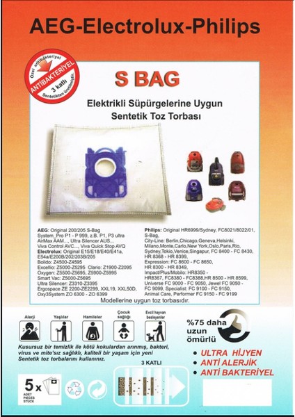 Philips &S&Bag Süpürge Torbası 10 Adet