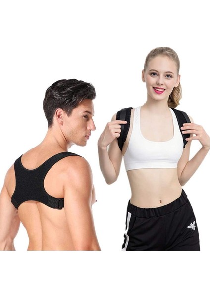 Siyah Kelebek Dik Durus Korsesi (Unisex) Kamburlu Önleyici Terletmez Korse (Yogaya Uygun)