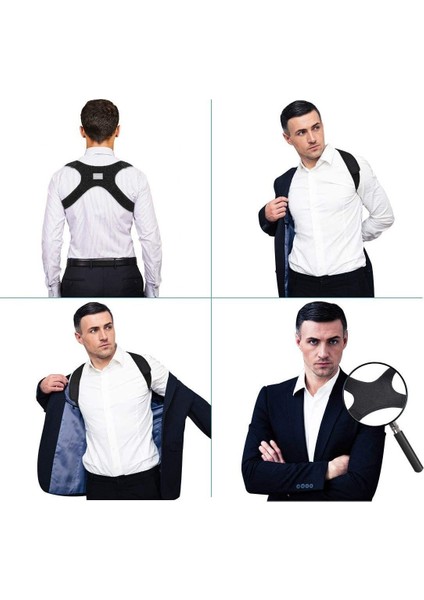 Siyah Kelebek Dik Durus Korsesi (Unisex) Kamburlu Önleyici Terletmez Korse (Yogaya Uygun)