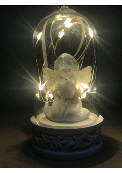 Peri LED Işıklı Fanus Içinde Işıklı Masum Beyaz Melek Biblo fırsatları