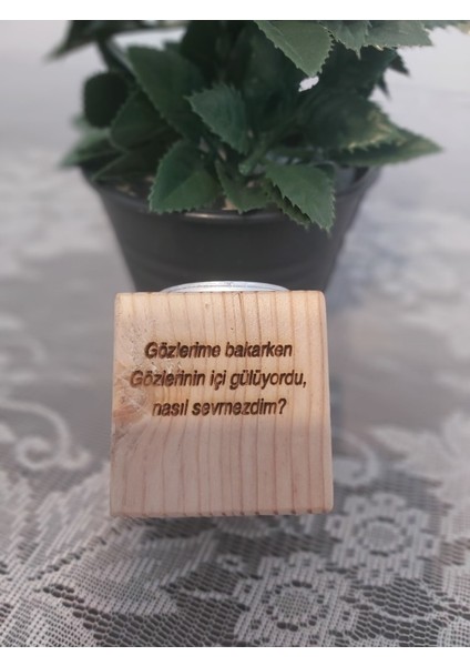 Lazer Dünyasi Gerçek Ağaç Ahşap Küp Mumluk Aşk Sözleri Yazılı Sevgililer Günü Hediyesi fiyatları