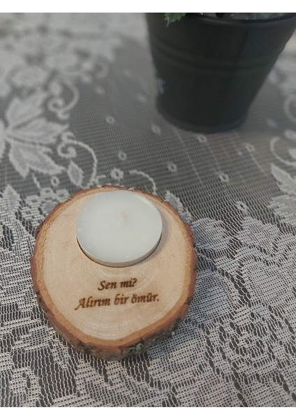 Lazer Dünyasi Gerçek Ağaç Ahşap Aşk Sözü Yazılı Mumluk Sevgililer Günü Hediyesi modelleri