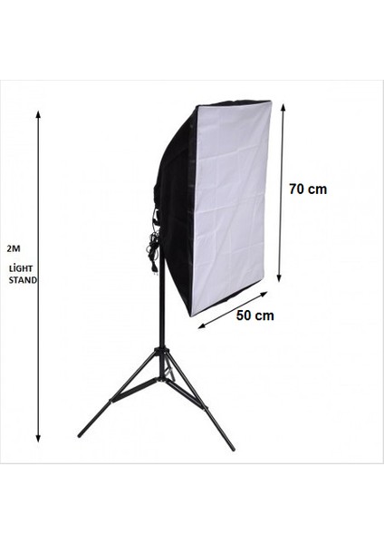 5 Duylu Softbox +2m Işık Ayağı + 5X20 Wat LED Lamba (9000 Lümen)