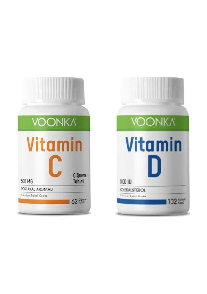 C Vitamini 62 Çiğneme Tablet+ Vitamin D 1000 Iu 102 Kapsül