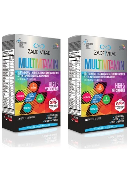 Koenzim Q10 Içeren Takviye Edici Gıda Multivitamin 30 Bitkisel Kapsül X2 Adet