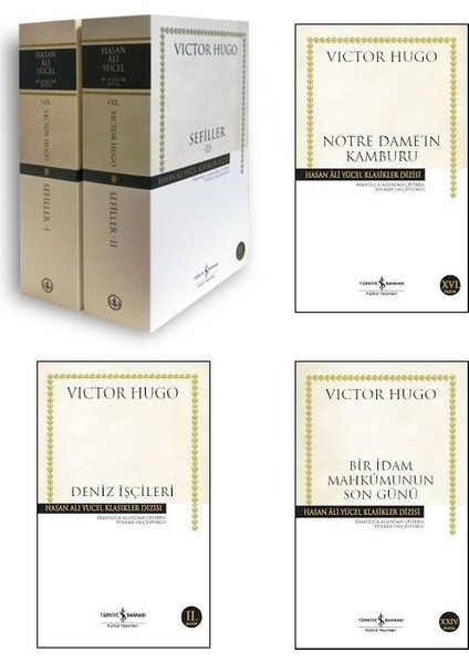 Hasan Ali Yücel Klasikleri : Sefiller 2 Cilt - Notre Dame'in Kamburu - Deniz İşçileri - Bir İdam Mahkumunun Son Günü - Victor Hugo - 4 Kitap Set