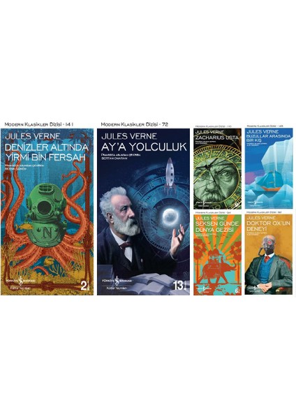 Modern Klasikler Dizisi - Denizler Altında Yirmi Bin Fersah - Ay'a Yolculuk - Zacharius Usta - Buzullar Arasında Bir Kış - Seksen Günde Dünya Gezisi - Doktor Ox'un Deneyi - Jules Verne - 6 Kitap