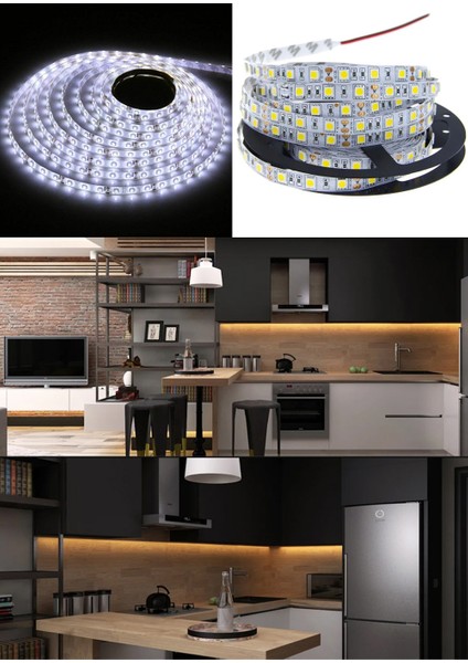Intec 3 Çipli Beyaz Şerit LED 20 METRE+12V Trafo Kuruluma Hazır Set