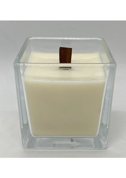Large Ahşap Fitilli Black Vanilya Vegan Mum(8x8 Cm)