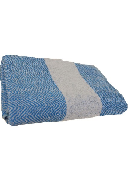 100x150 Mavi İplik Boya Jakarlı Bukle Hamam Banyo Havlusu