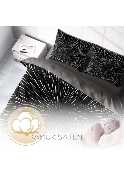 Galaxy Star 3D Pamuk Saten Çift Kişilik Nevresim Takımı