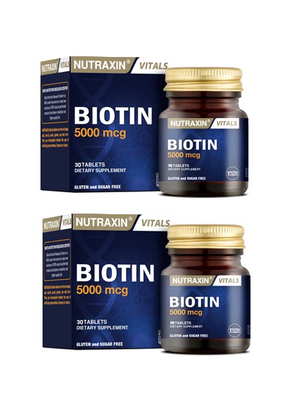 Biotin Takviyesi 5000 mcg 30 Tablet x 2 Adet